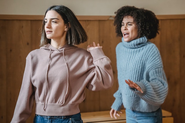 A picture of two girls angry at each other